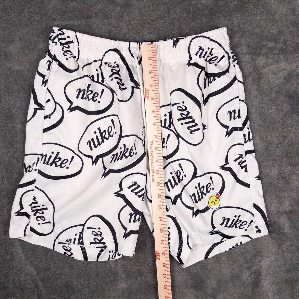 Nike Airmoji Mens Small White Black Graphic Shorts All Over Print Small Athletic - Picture 6 of 7